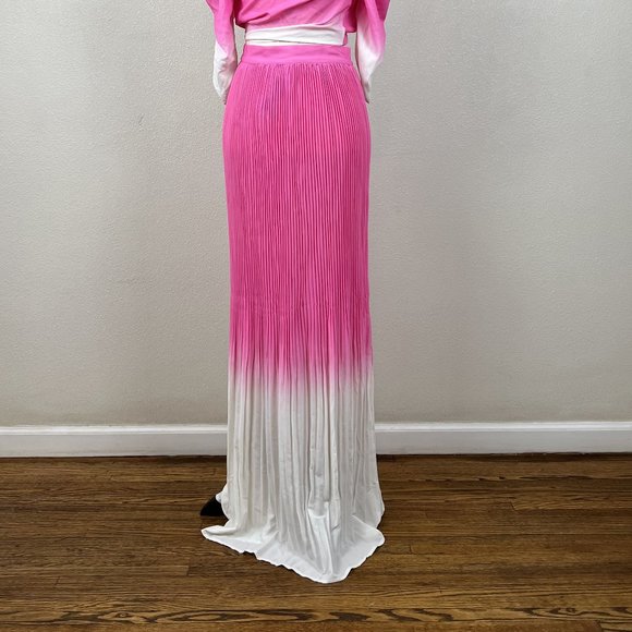 AFRM Rocco Plisse Pleat High Waist Maxi Skirt Pink Ombre - Picture 5 of 7